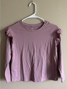 Cat & Jack Mauve Long-Sleeve Top with Ruffle Shoulders, Size Girls Large 10/12